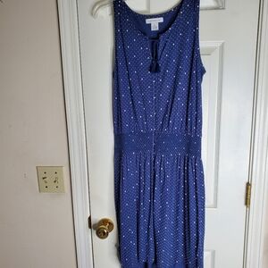 Blue and White Diamond Shape Sleeveless Dress By Liz Claiborne